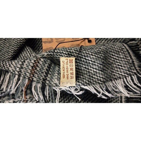 Gray Plaid Acrylic Scarf Yellow Stripe Soft Blanket Wrap Shawl Fringe 52 x 54 - Picture 2 of 15